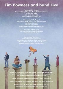 Tim Bowness live flyer, August 2015