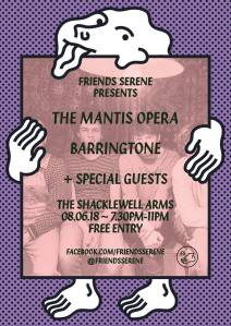 The Mantis Opera + Barringtone + New Born Animal, 8th June 2018